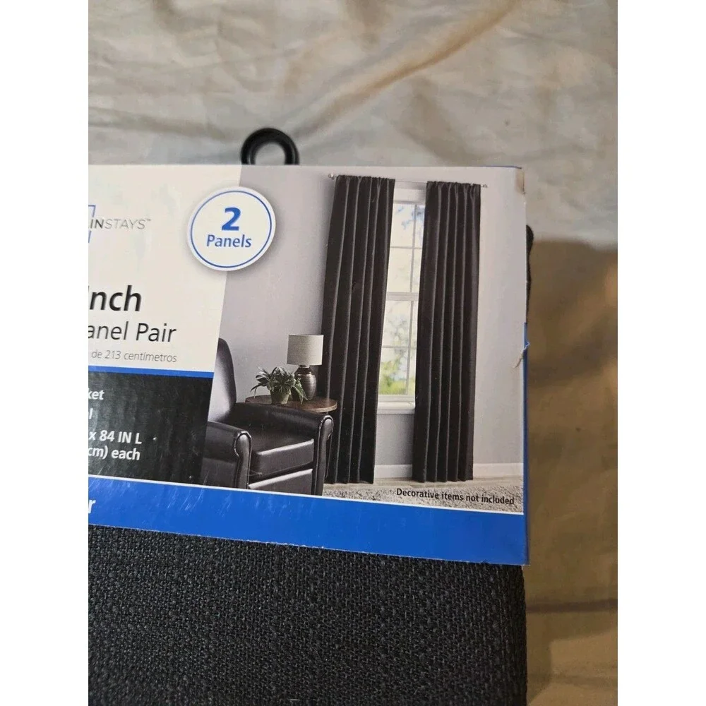 NEW MAINSTAY SOUTHPORT LIGHT FILTERING ROD POCKET CURTAIN PANELPAIR40X84 CHARCOA